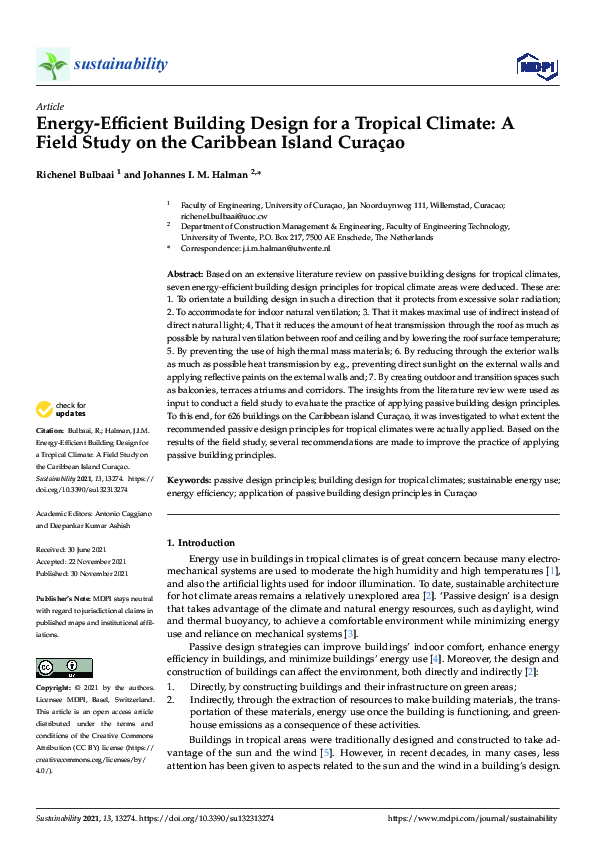 View of (PDF) Energy-Efficient Building Design for a Tropical Climate: A Field ...