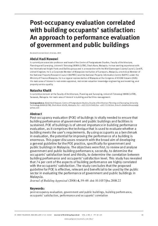 (PDF) Post-occupancy evaluation correlated with building occupants ...