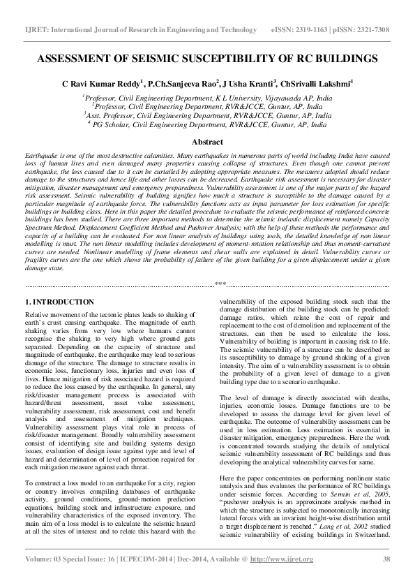 (PDF) Assessment of Seismic Susceptibility of RC Buildings