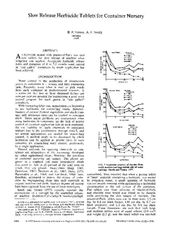 (PDF) Slow Release Herbicide Tablets for Container Nursery Brahm