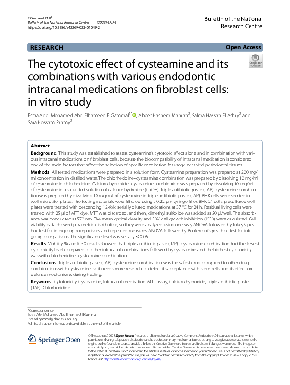 (PDF) The cytotoxic effect of cysteamine and its combinations with ...