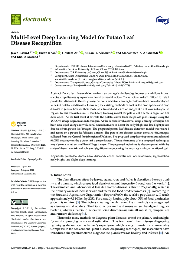 (PDF) Multi-Level Deep Learning Model for Potato Leaf Disease Recognition