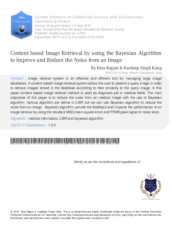 (PDF) Bayesian Algorithm for Noise Reduction in Medical Image Retrieval