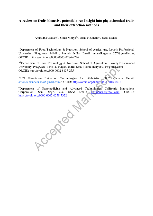 (PDF) A review on fruits bioactive potential: An Insight into ...