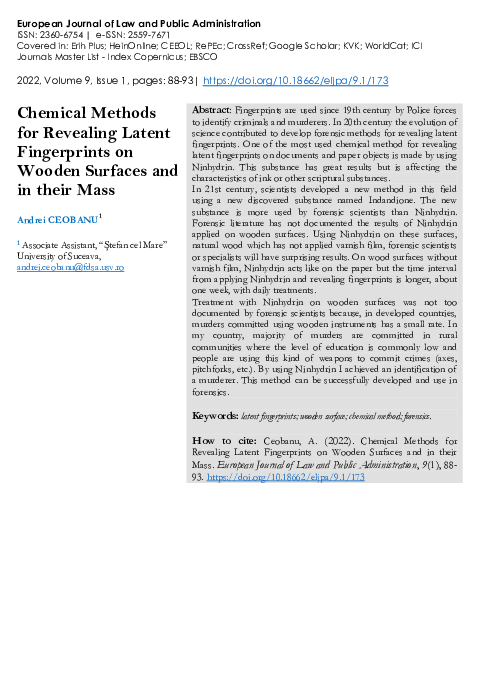 (PDF) Chemical Methods for Revealing Latent Fingerprints on Wooden ...