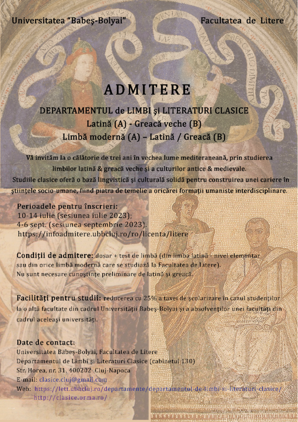 (PDF) Admitere filologie clasică [UBB, 2023]