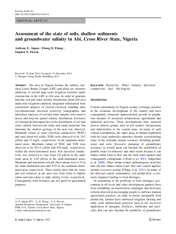 (PDF) Assessment of the state of soils, shallow sediments and ...