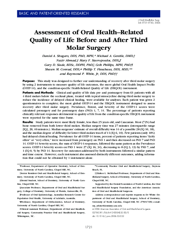 (PDF) Assessment of Oral Health Related Quality of Life Before and ...