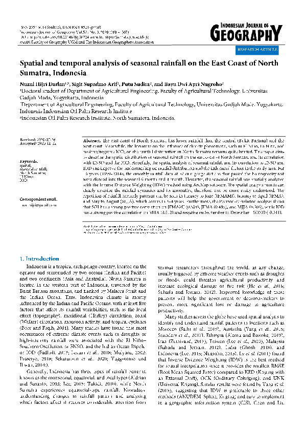 (PDF) Spatial and Temporal Analysis of Seasonal Rainfall on the East ...