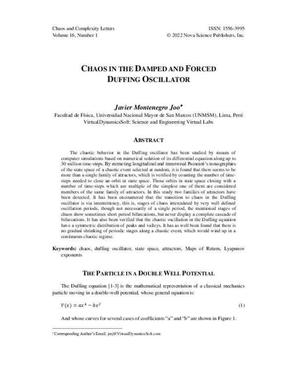 (PDF) Chaos and Complexity Leters: CHAOS IN THE DAMPED AND FORCED ...