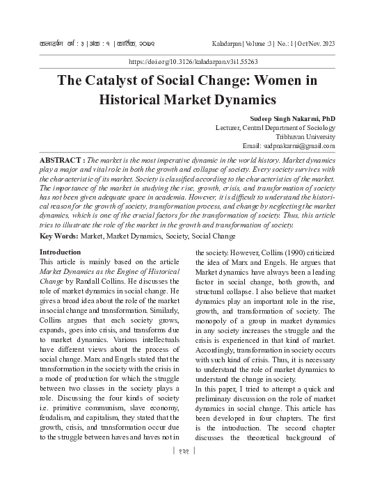(PDF) The Catalyst of Social Change Women in Historical Market