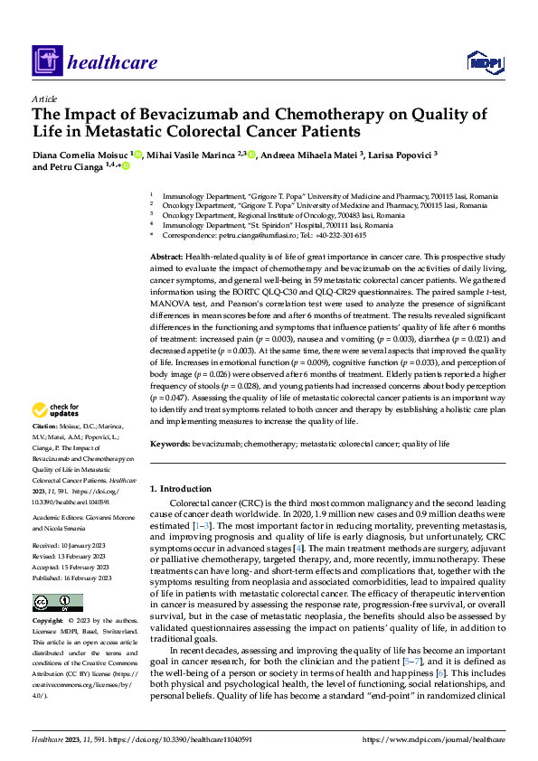 (PDF) The Impact of Bevacizumab and Chemotherapy on Quality of Life in ...
