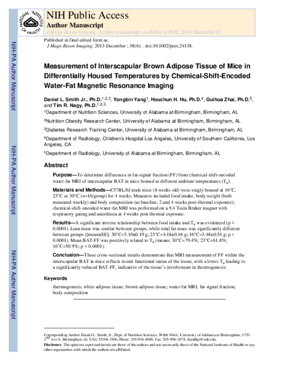 (PDF) Measurement of interscapular brown adipose tissue of mice in ...