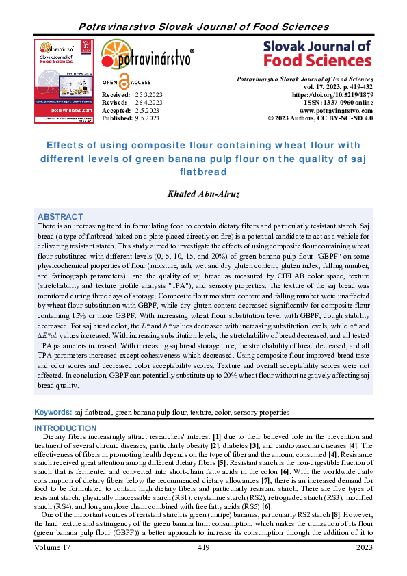 (PDF) Effects of using composite flour containing wheat flour with ...