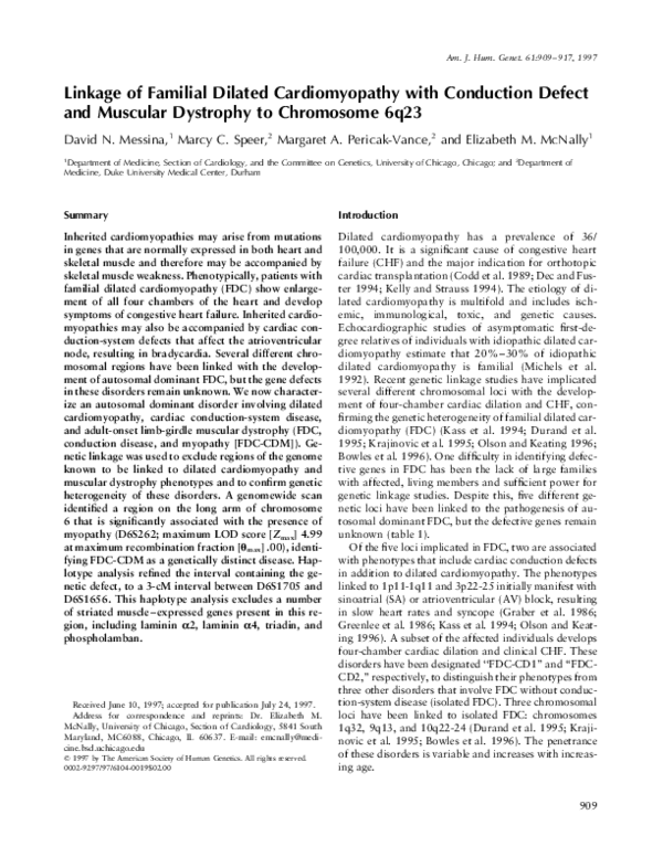 (PDF) Linkage of Familial Dilated Cardiomyopathy with Conduction Defect ...