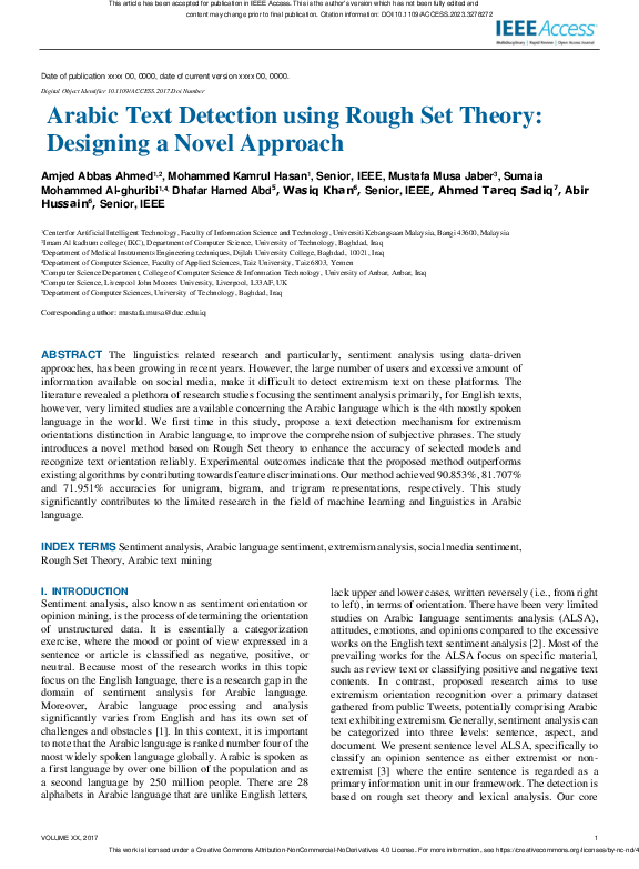 (PDF) Arabic Text Detection using Rough Set Theory: Designing a Novel ...