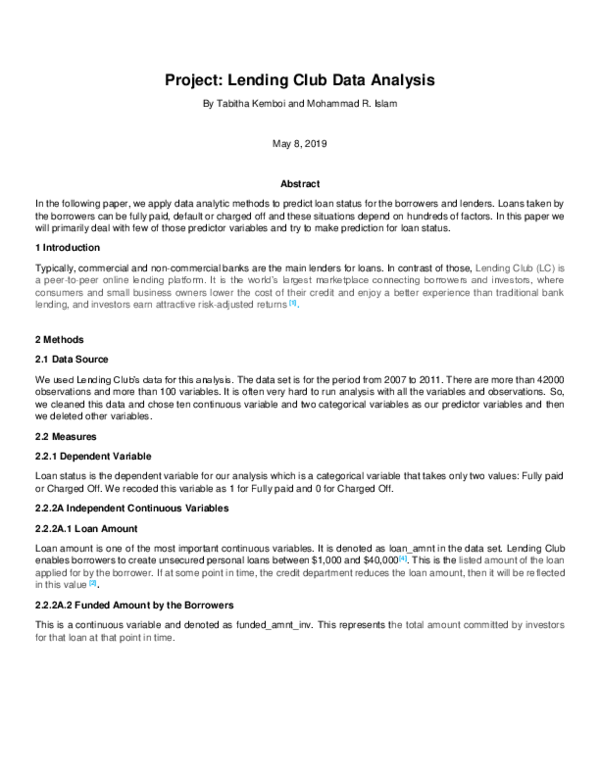 (PDF) Lending Club Data Analysis