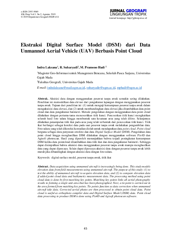 (PDF) Ekstraksi Digital Surface Model (DSM) dari Data Unmanned Aerial