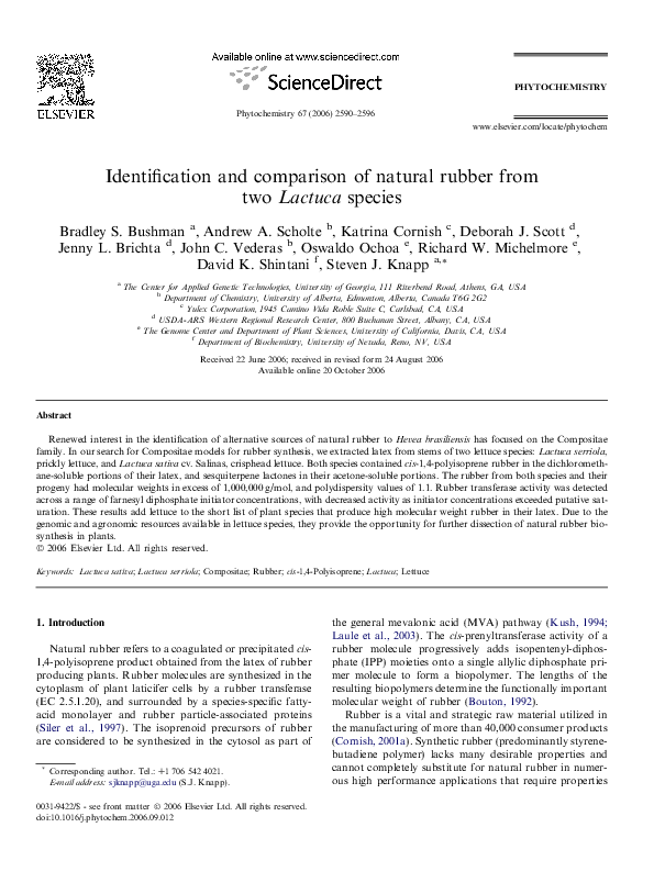 (PDF) Identification and comparison of natural rubber from two Lactuca ...