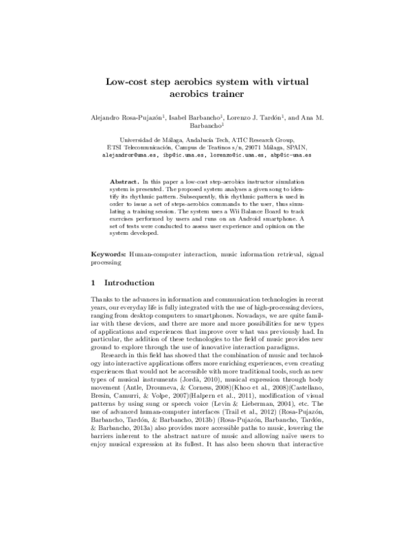 (PDF) Low-cost step aerobics system with virtual aerobics trainer