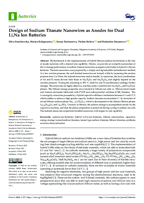 (PDF) Design of Sodium Titanate Nanowires as Anodes for Dual Li,Na Ion ...