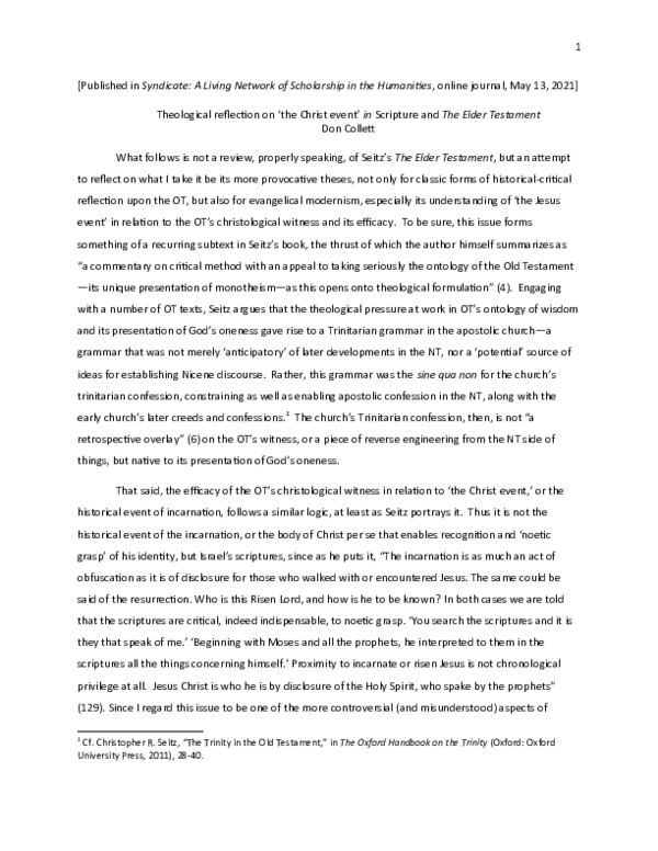 (DOC) Theological reflection on ‘the Christ event’ in Scripture and The ...