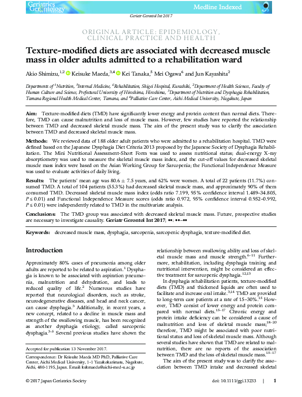 (PDF) Texture-modified diets are associated with decreased muscle mass ...