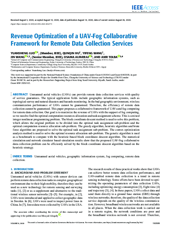 (PDF) Revenue Optimization of a UAV-Fog Collaborative Framework for ...