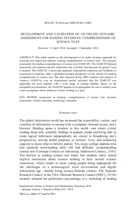 (PDF) Development and Validation of an Online Dynamic Assessment for ...