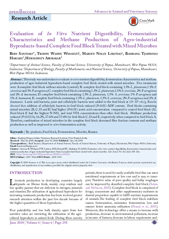 (PDF) Evaluation of In Vitro Nutrient Digestibility, Fermentation ...