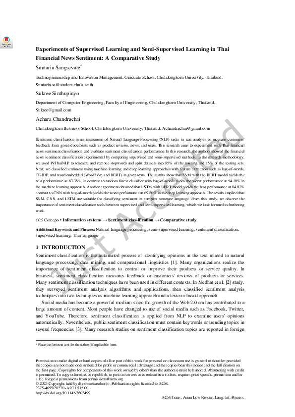 (PDF) Experiments of Supervised Learning and Semi-Supervised Learning ...