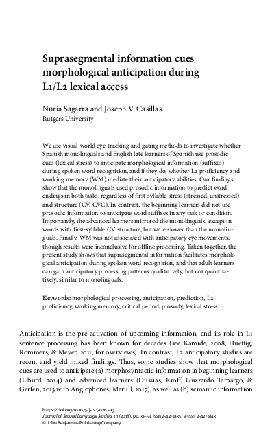 (PDF) Suprasegmental information cues morphological anticipation during ...