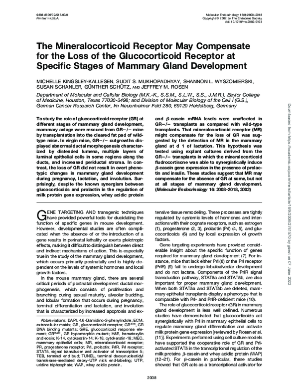 (PDF) The Mineralocorticoid Receptor May Compensate for the Loss of the ...