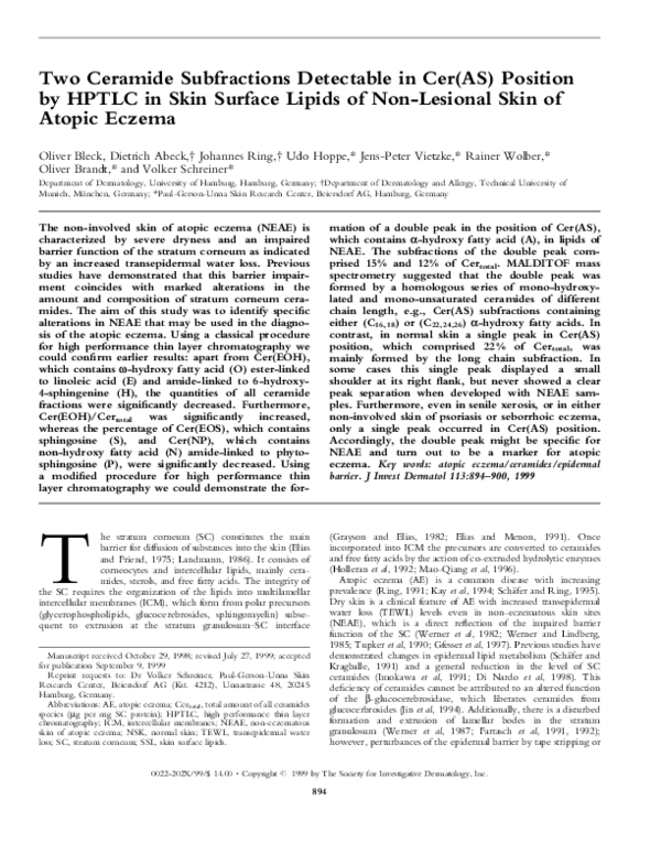 (PDF) Two Ceramide Subfractions Detectable in Cer(AS) Position by HPTLC ...