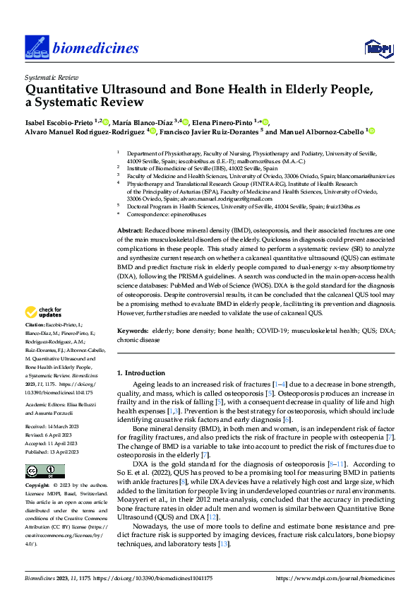 (PDF) Quantitative Ultrasound and Bone Health in Elderly People, a ...