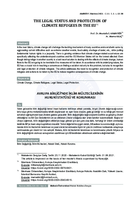 (PDF) The Legal Status and Protection of Climate Refugees in the Eu