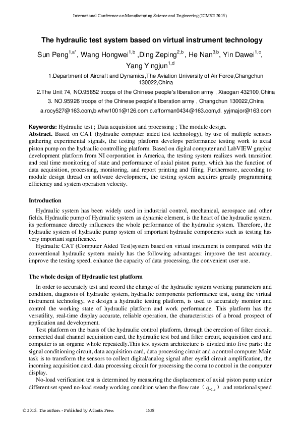 (PDF) The hydraulic test system based on virtual instrument technology