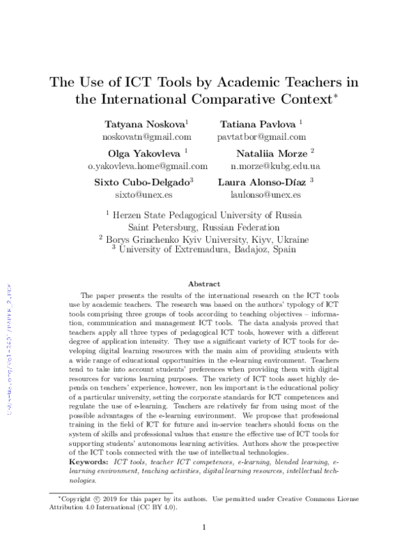 (PDF) The Use of ICT Tools by Academic Teachers in the International ...
