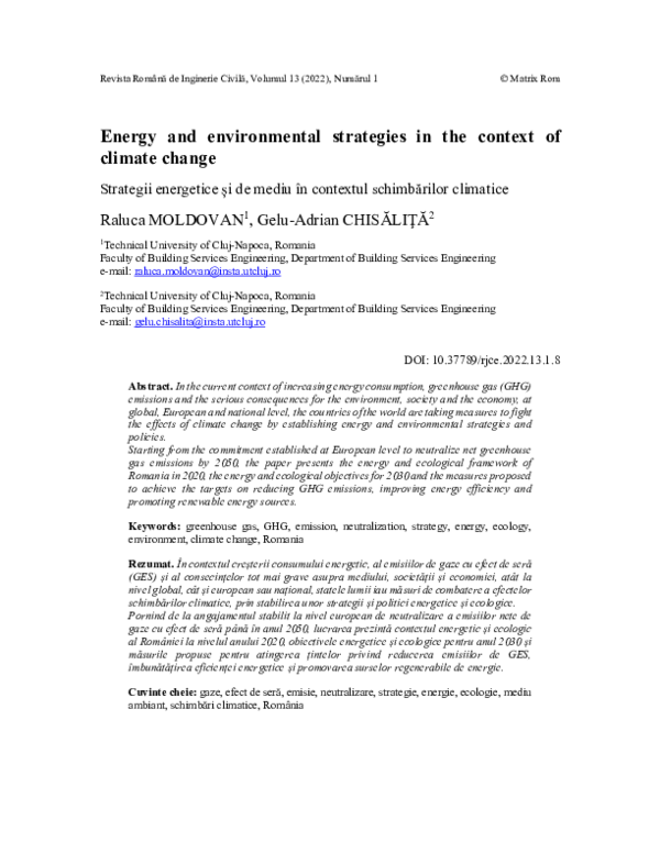 (PDF) Energy and environmental strategies in the context of climate change