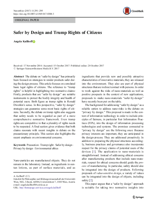 (PDF) Safer by Design and Trump Rights of Citizens