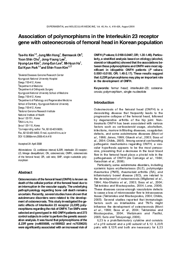 (PDF) Association of polymorphisms in the Interleukin 23 receptor gene ...