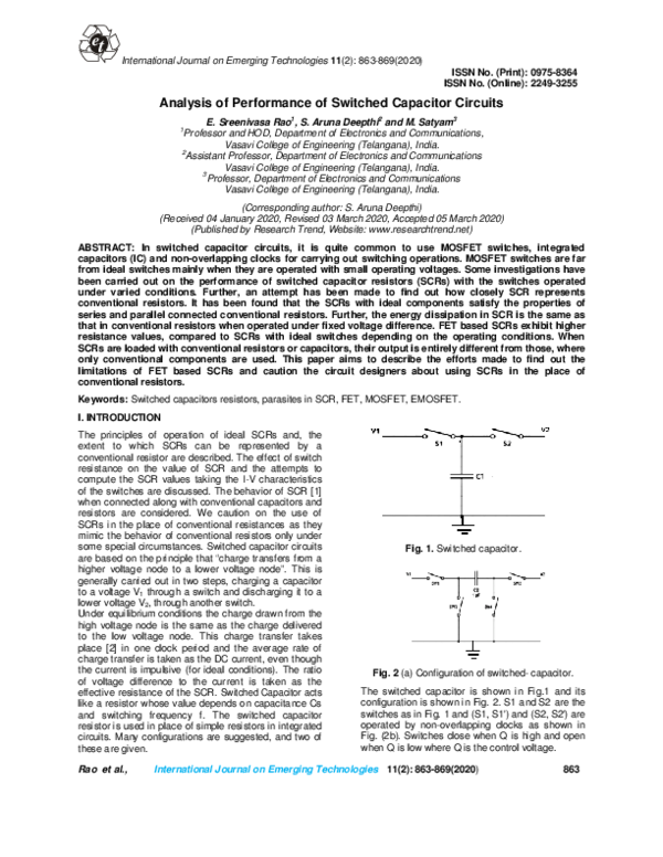 (PDF) Analysis of Performance of Switched Capacitor Circuits deepthi