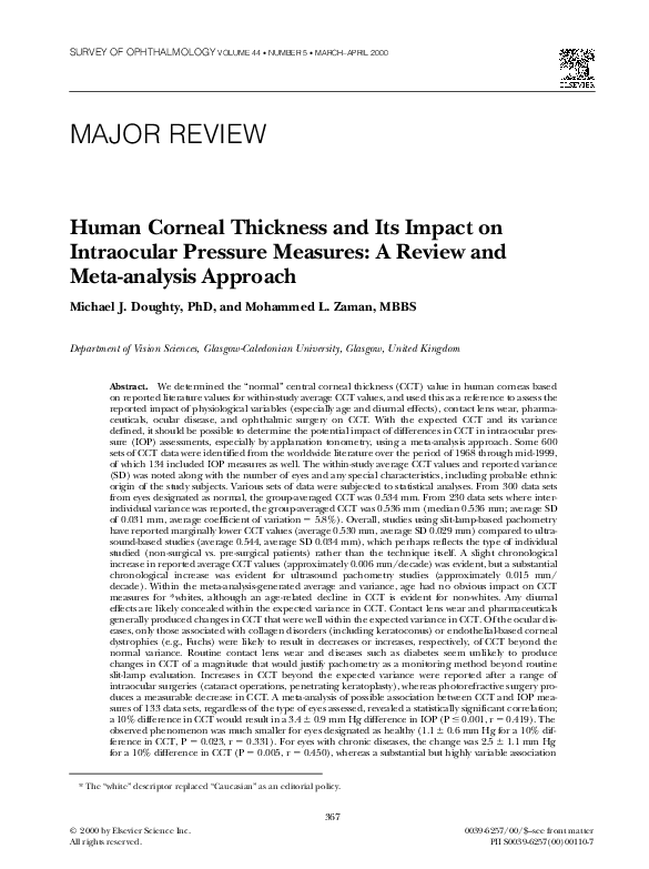 (PDF) Human Corneal Thickness and Its Impact on Intraocular Pressure ...