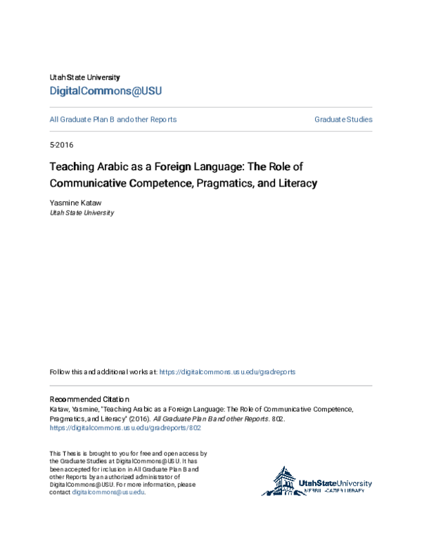(PDF) Teaching Arabic as a Foreign Language: The Role of Communicative ...