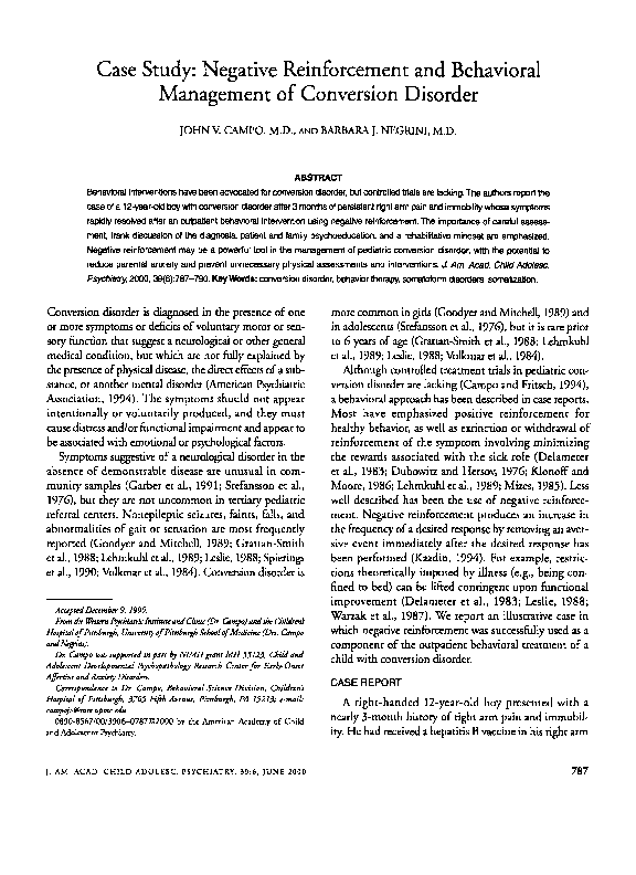 (PDF) Case Study Negative Reinforcement and Behavioral Management of