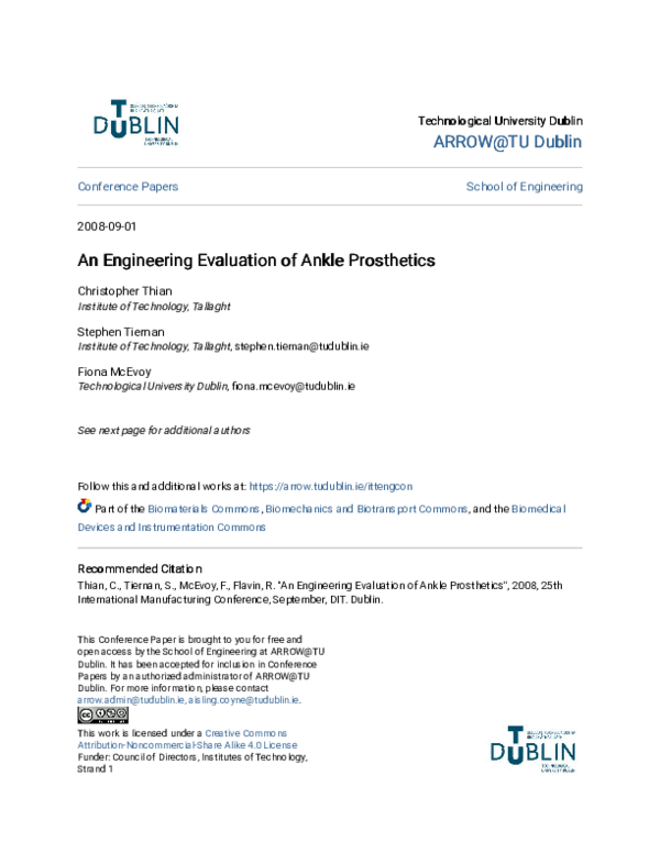 (PDF) An Engineering Evaluation of Ankle Prosthetics