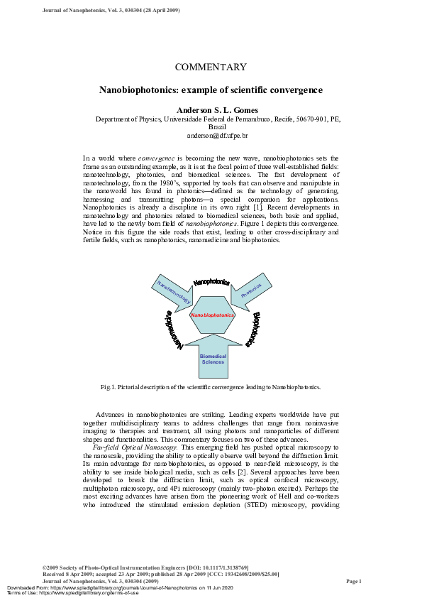 (PDF) Commentary: Nanobiophotonics: example of scientific convergence