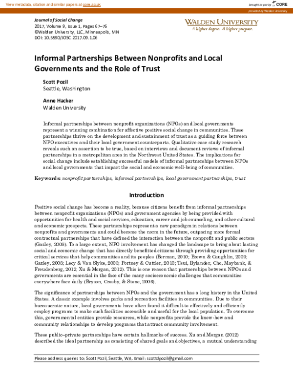 (PDF) Informal Partnerships Between Nonprofits and Local Governments ...