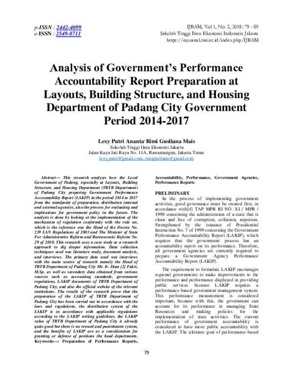 (PDF) Analysis of Government’s Performance Accountability Report ...