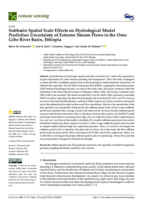 (PDF) Subbasin Spatial Scale Effects on Hydrological Model Prediction ...